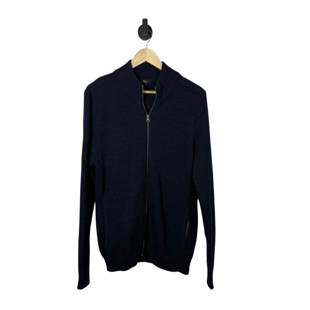 Rails Men’s Full Zip Wool Blend Knit Sweater in Navy Blue Size L - Picture 2 of 10